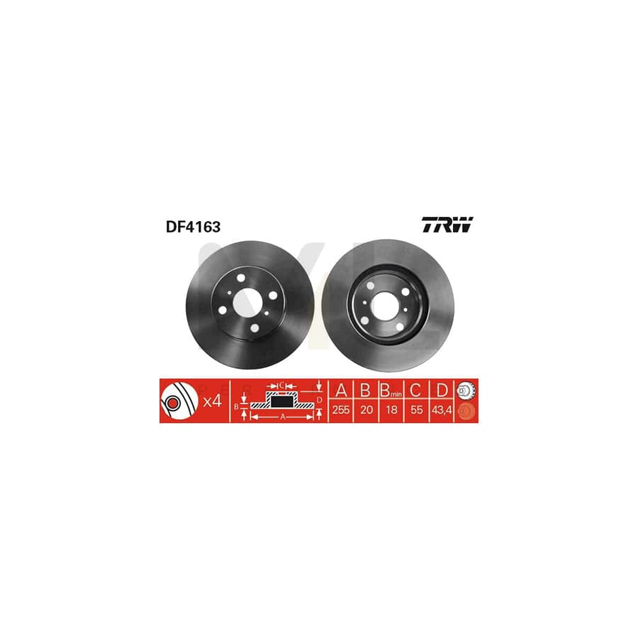TRW DF4163 Brake Disc Vented, Painted | Performance Parts Direct Car Parts
