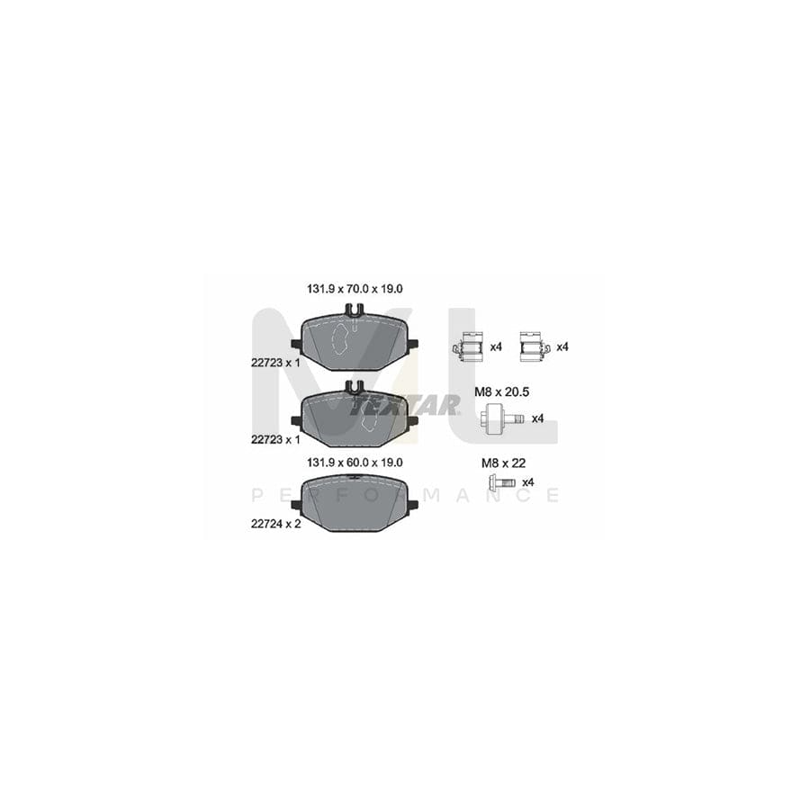 TEXTAR 2272301 Brake pad set incl. wear warning contact, with brake caliper screws, with accessories | Performance Parts Direct Car Parts