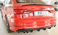 Rieger 00088184 Audi 8V A3 Rear Diffuser for Twin Tailpipe Left - Glossy Black