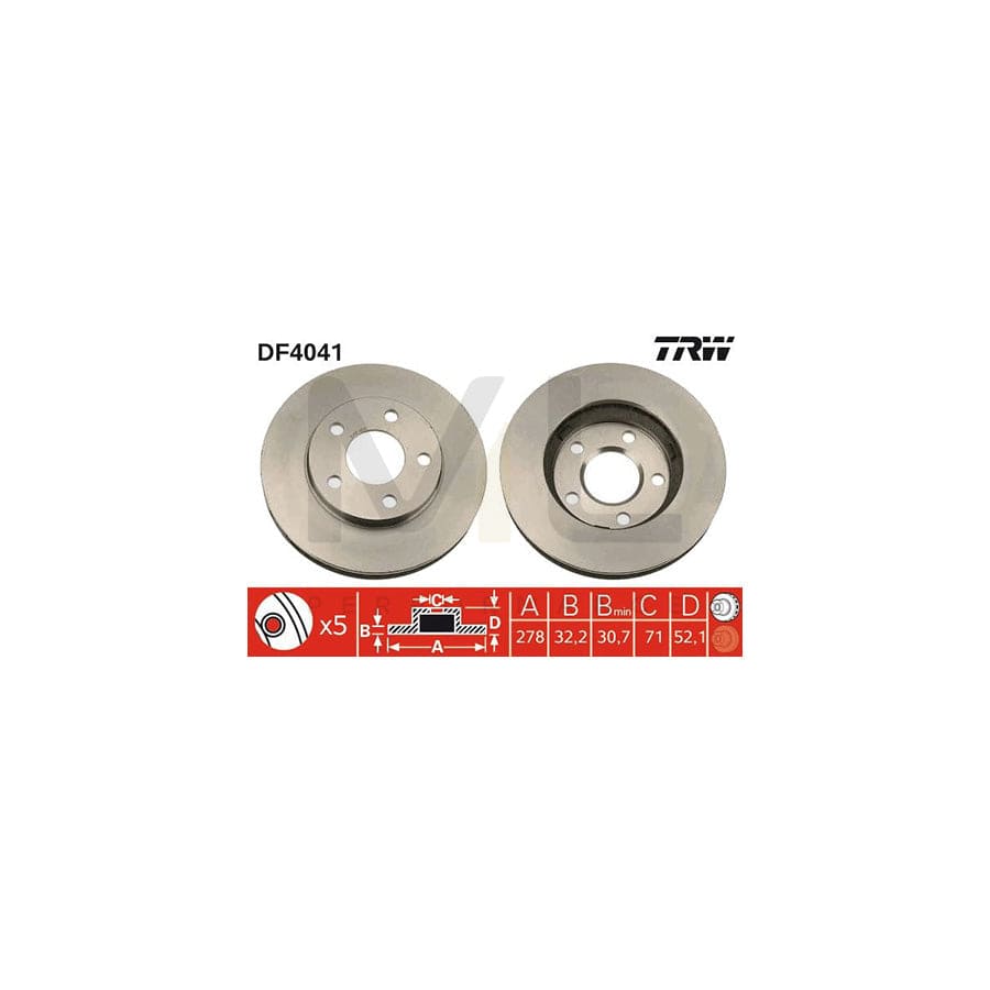 TRW DF4041 Brake Disc Vented, Painted | Performance Parts Direct Car Parts