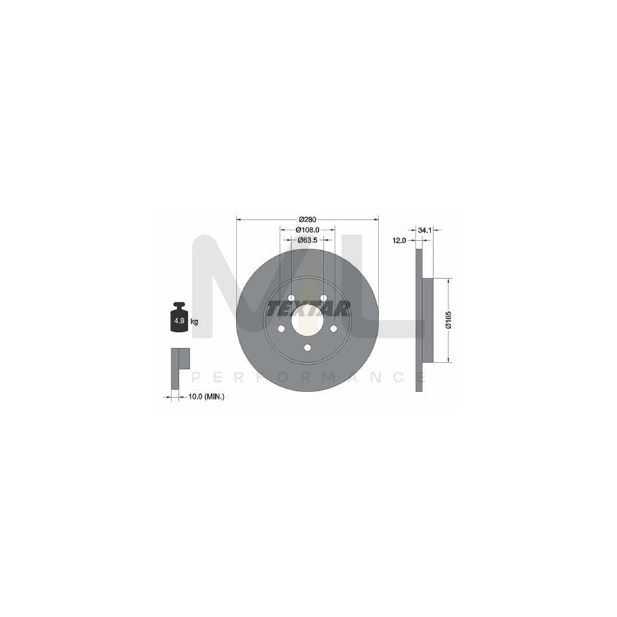 TEXTAR 92109700 Brake Disc Solid, without wheel hub, without wheel studs | Performance Parts Direct Car Parts