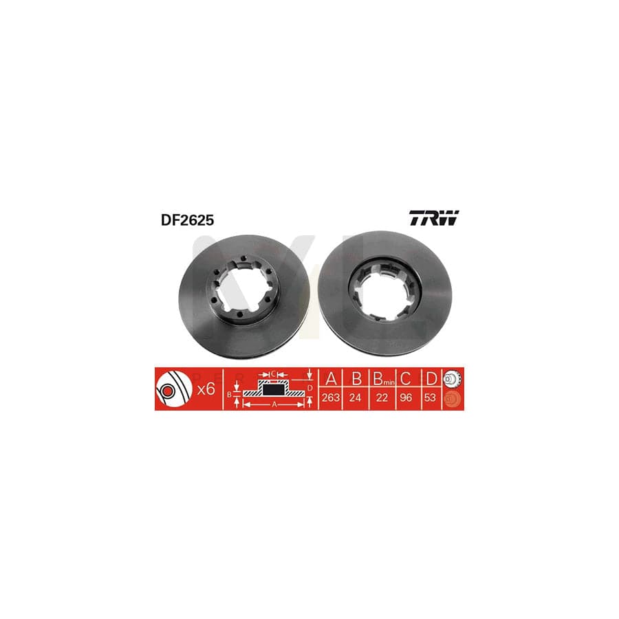 TRW DF2625 Brake Disc Vented, Painted | Performance Parts Direct Car Parts