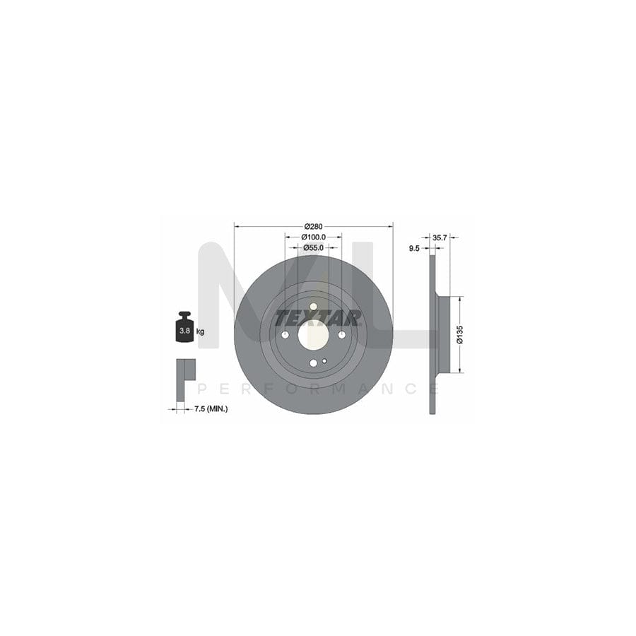 TEXTAR 92320003 Brake Disc Solid, Coated, without wheel hub, without wheel studs | Performance Parts Direct Car Parts