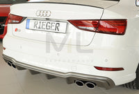 Rieger 00099615 Audi 8V S3 Rear Diffuser for Original Twin Tailpipe Left & Right - Carbon-Look