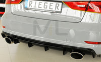 Rieger 00088159 Audi 8V Rear Diffuser for Sport Tailpipe Left & Right (A3 & S3) - Glossy Black