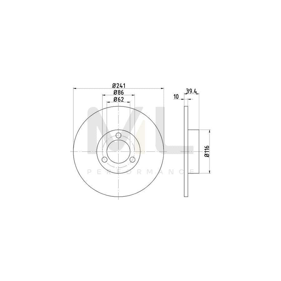 TEXTAR 92016400 Brake Disc Solid, without wheel hub, without wheel studs | Performance Parts Direct Car Parts