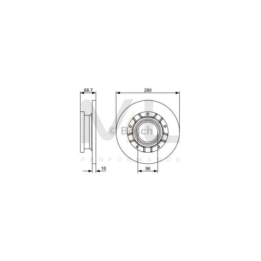 BOSCH 0 986 479 389 Brake Disc for FORD TRANSIT Solid, Oiled, without ABS sensor ring | Performance Parts Direct Car Parts
