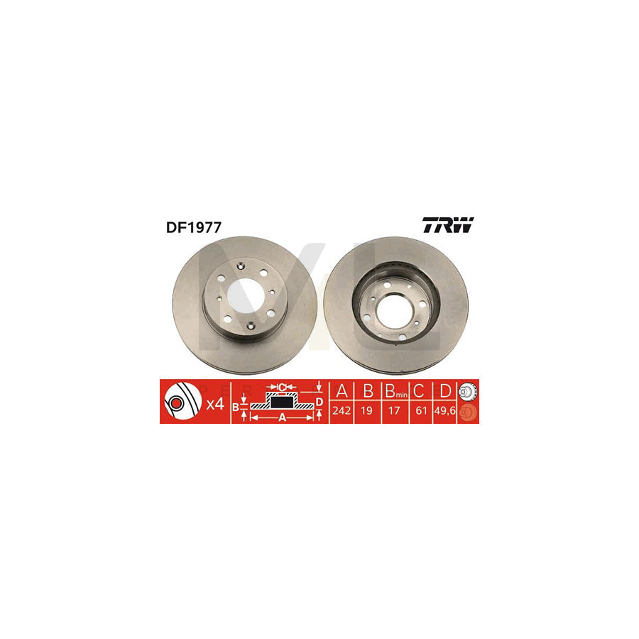TRW DF1977 Brake Disc Vented, Painted | Performance Parts Direct Car Parts