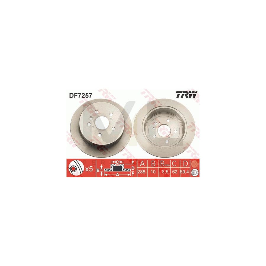 TRW DF7257 Brake Disc Solid, Painted | Performance Parts Direct Car Parts