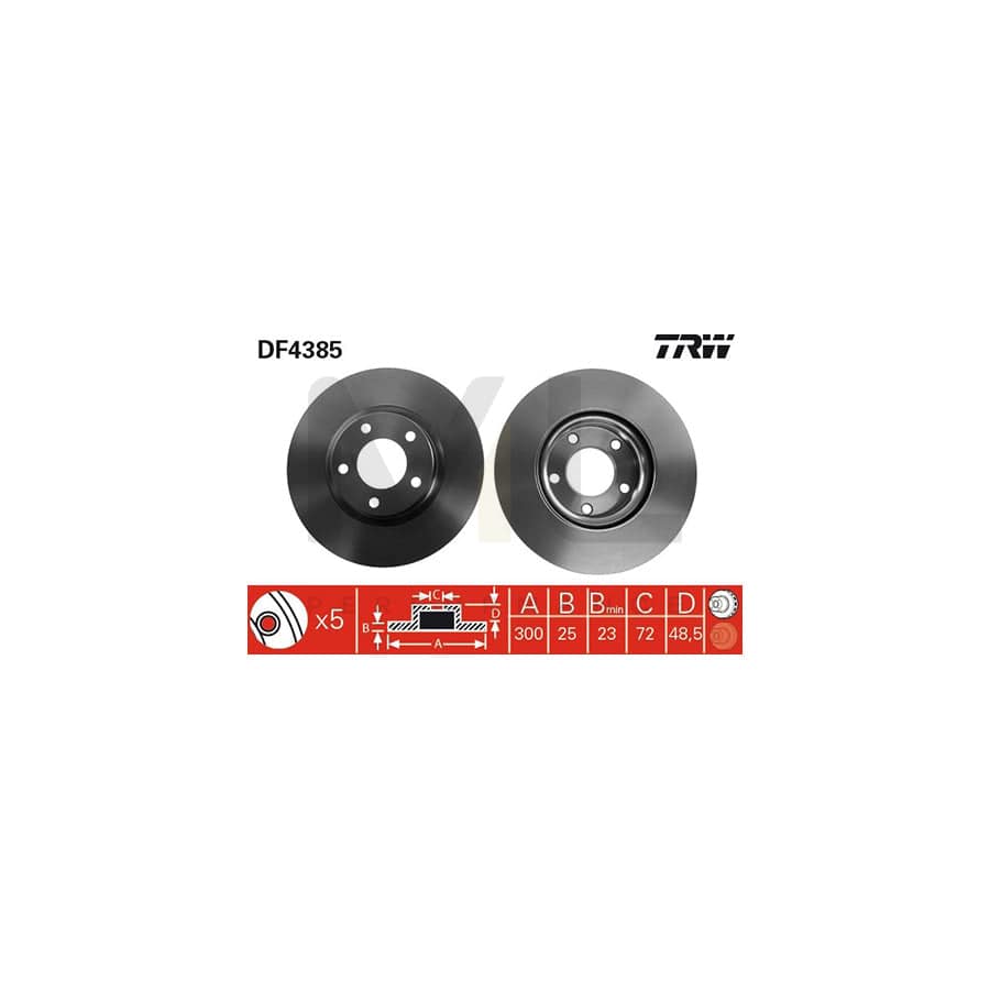 TRW DF4385 Brake Disc Vented, Painted | Performance Parts Direct Car Parts