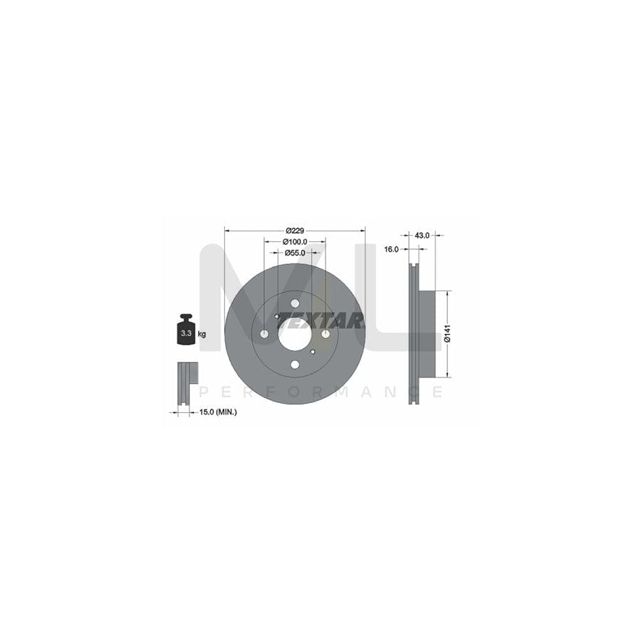 TEXTAR 92097900 Brake Disc for TOYOTA STARLET Internally Vented, without wheel hub, without wheel studs | Performance Parts Direct Car Parts