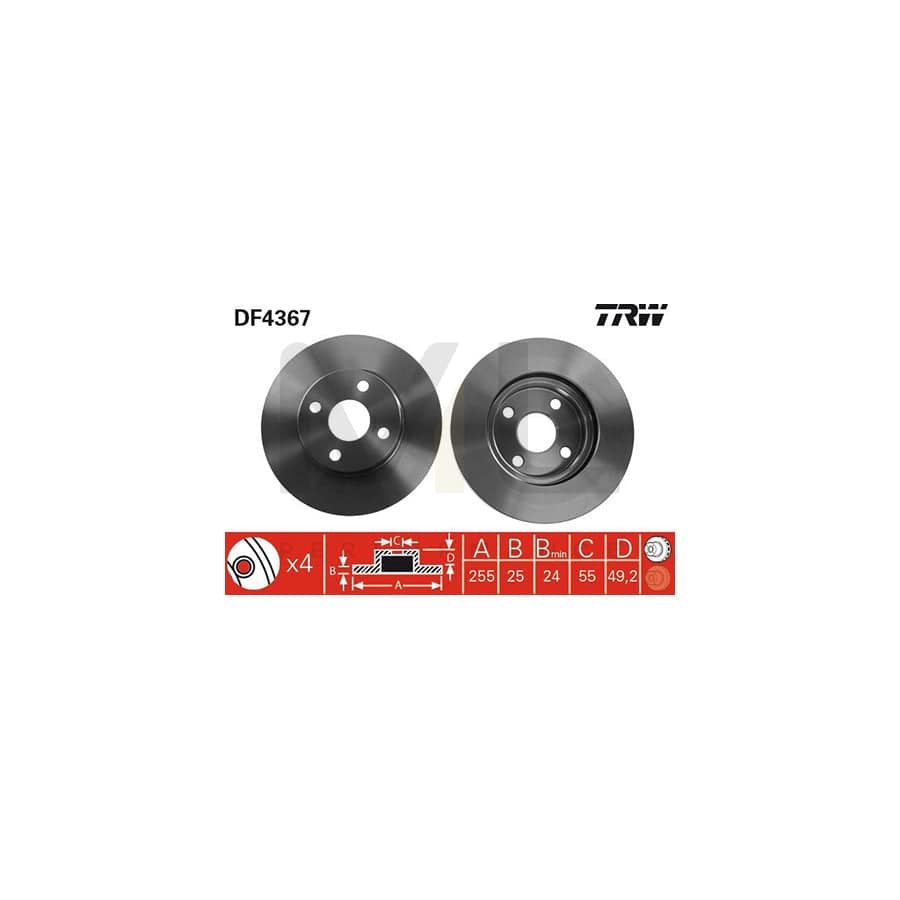 TRW DF4367 Brake Disc Vented, Painted | Performance Parts Direct Car Parts