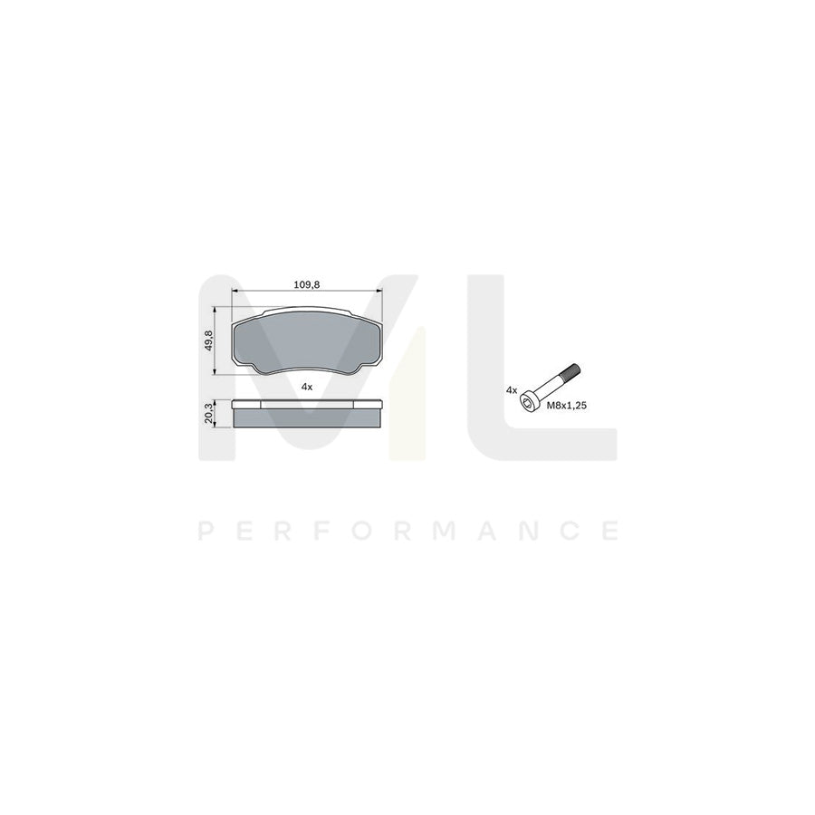 Bosch 0986424876 Brake Pad Set For Peugeot Boxer BP2499 | Performance Parts Direct Car Parts