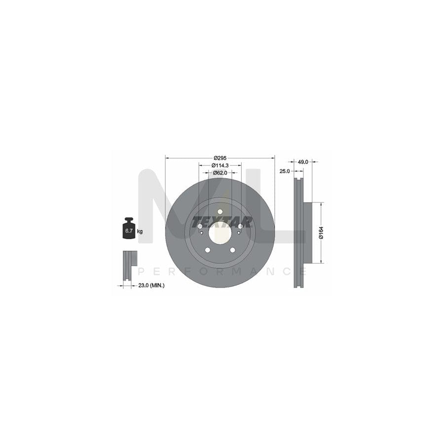 TEXTAR 92156500 Brake Disc Internally Vented, without wheel hub, without wheel studs | Performance Parts Direct Car Parts