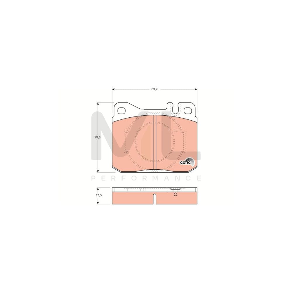 TRW Cotec Gdb264 Brake Pad Set Prepared For Wear Indicator | Performance Parts Direct Car Parts