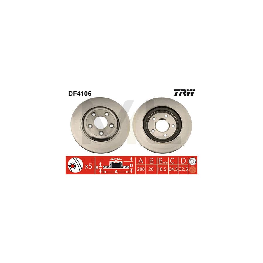 TRW DF4106 Brake Disc Vented, Painted | Performance Parts Direct Car Parts