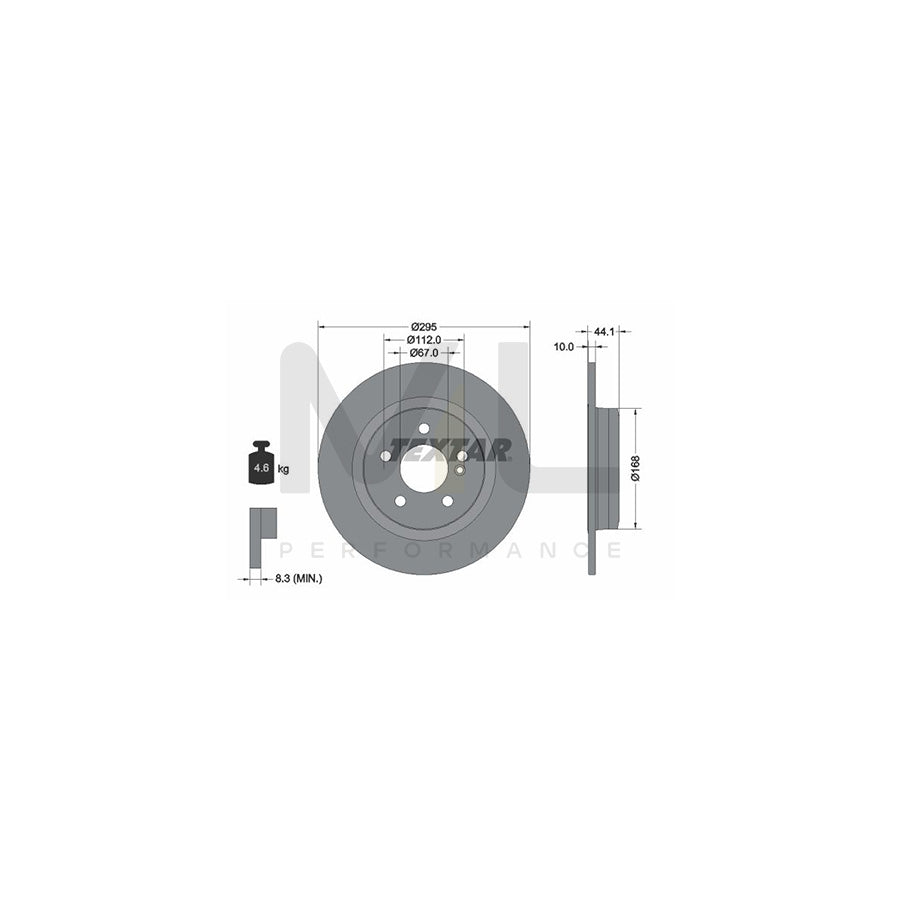TEXTAR PRO 92254903 Brake Disc Solid, Coated, without wheel hub, without wheel studs | Performance Parts Direct Car Parts