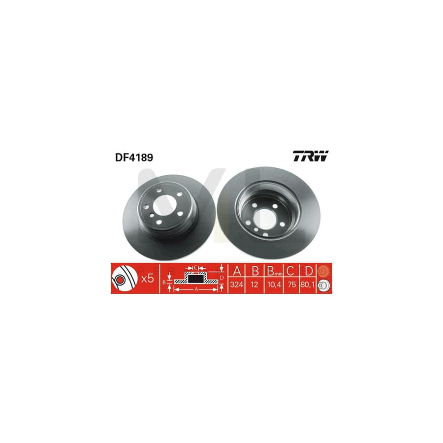 TRW DF4189 Brake Disc for BMW X5 (E53) Solid, Painted | Performance Parts Direct Car Parts