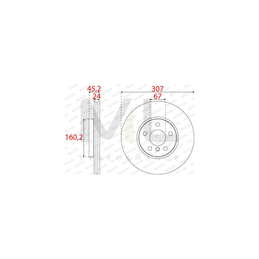 FERODO DDF2637C Brake Disc Vented, Coated | Performance Parts Direct Car Parts
