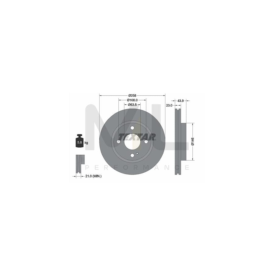 TEXTAR 92176000 Brake Disc Internally Vented, without wheel hub, without wheel studs | Performance Parts Direct Car Parts