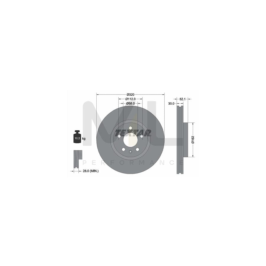 TEXTAR PRO 92229303 Brake Disc Internally Vented, Coated, without wheel hub, without wheel studs | Performance Parts Direct Car Parts