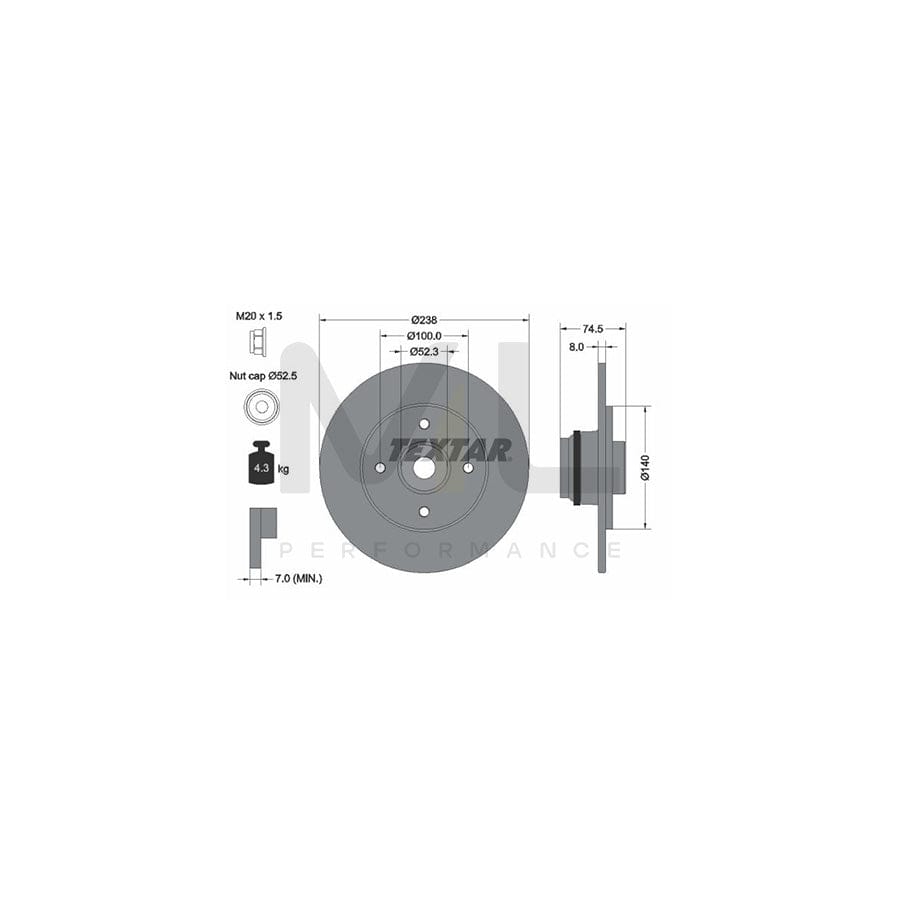 TEXTAR 92154000 Brake Disc Solid, with ABS sensor ring, with wheel bearing | Performance Parts Direct Car Parts