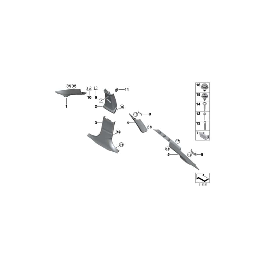Genuine BMW 51437305518 Right Column A Cover OYSTER (Inc. 335iX, 335i & 340iX)
