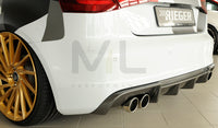 Rieger 00099356 Audi 8V A3 Rear Diffuser for Twin Tailpipe Left & Right - Carbon-Look