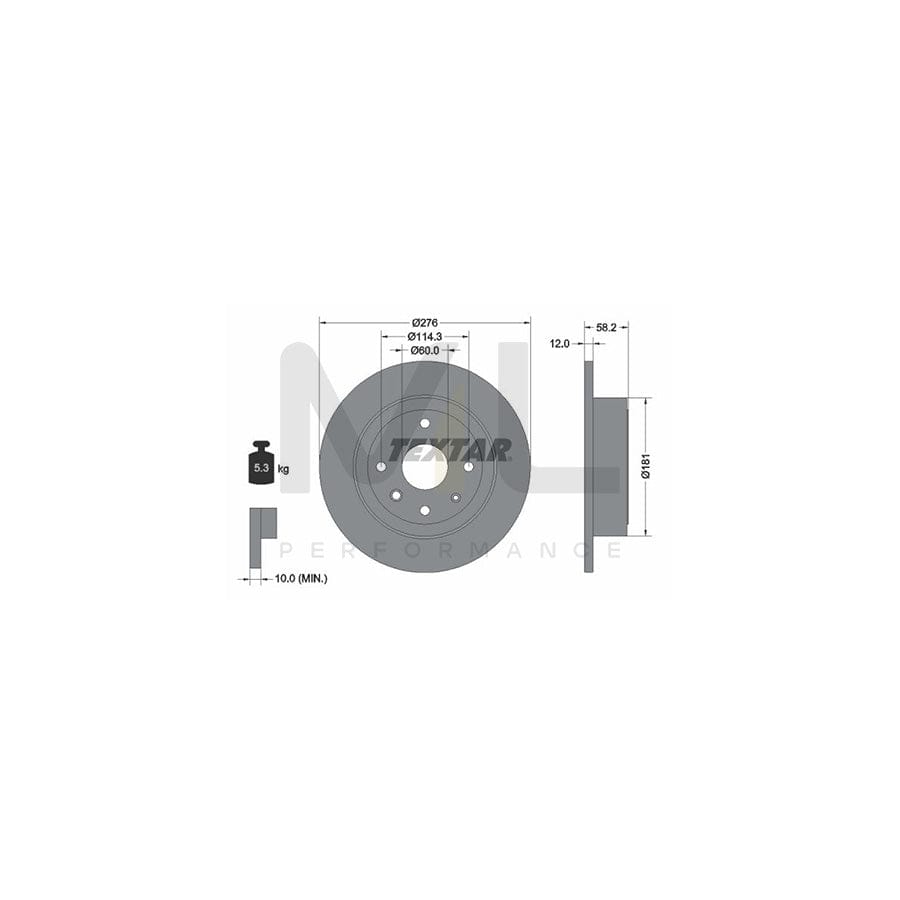 TEXTAR PRO 92225103 Brake Disc Solid, Coated, without wheel hub, without wheel studs | Performance Parts Direct Car Parts