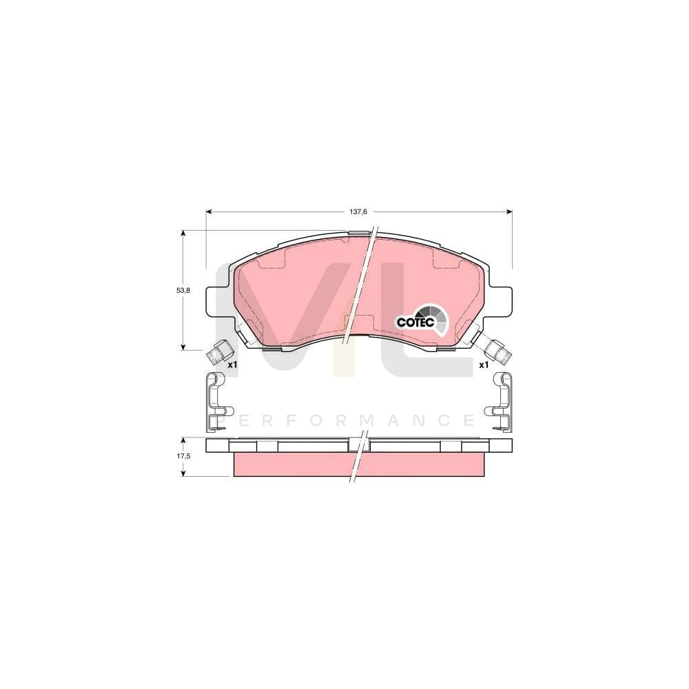 TRW Cotec Gdb3205 Brake Pad Set With Acoustic Wear Warning, With Accessories | Performance Parts Direct Car Parts