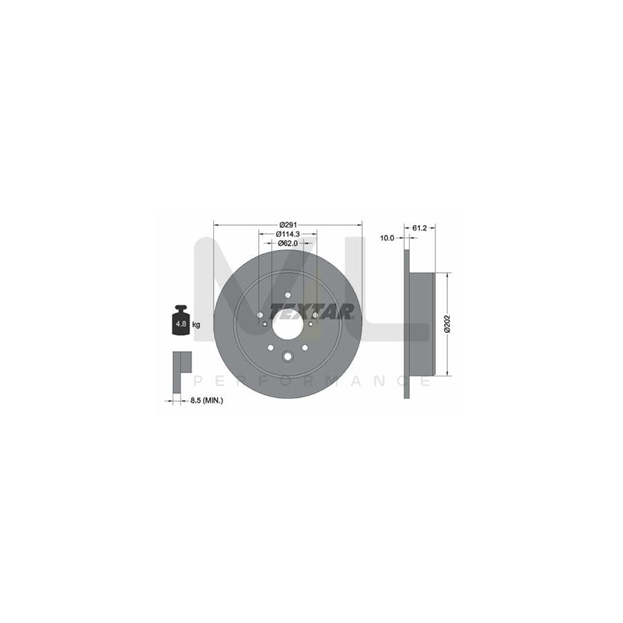 TEXTAR PRO 92179803 Brake Disc Solid, Coated, without wheel hub, without wheel studs | Performance Parts Direct Car Parts