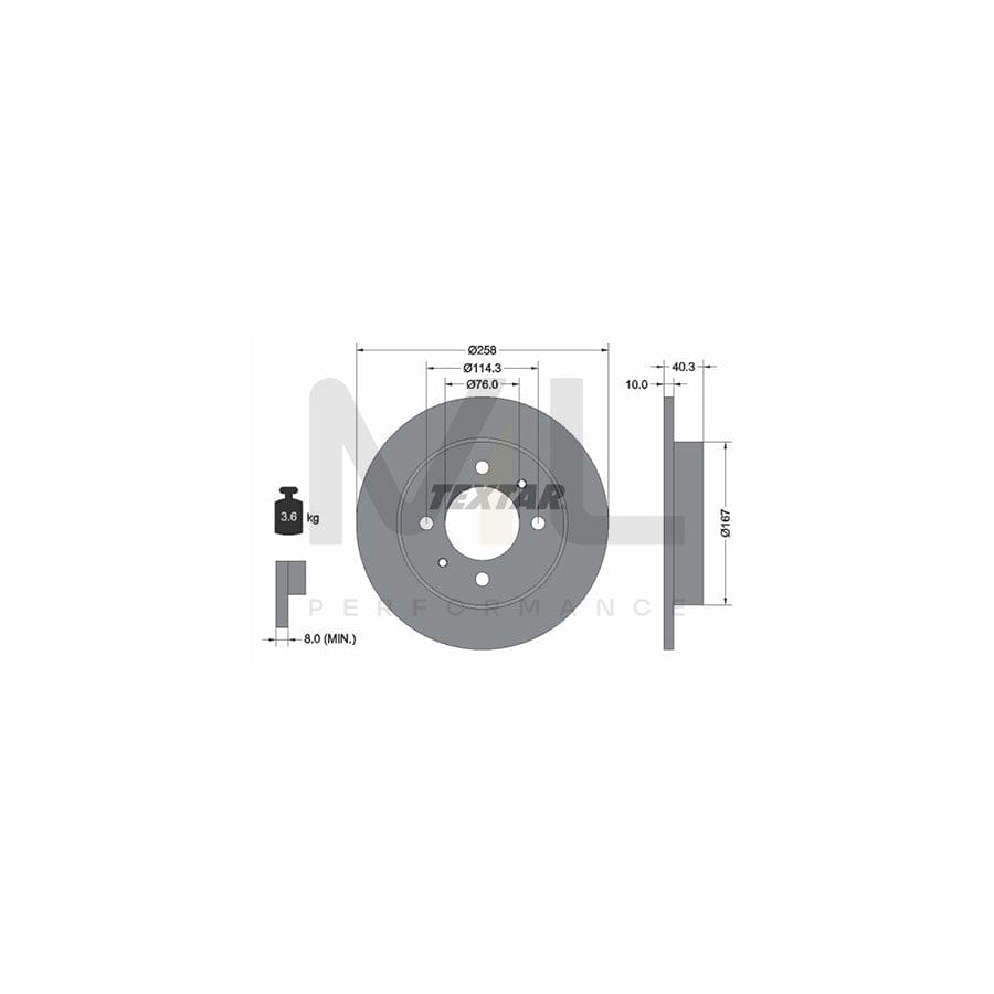 TEXTAR 92117100 Brake Disc Solid, without wheel hub, without wheel studs | Performance Parts Direct Car Parts