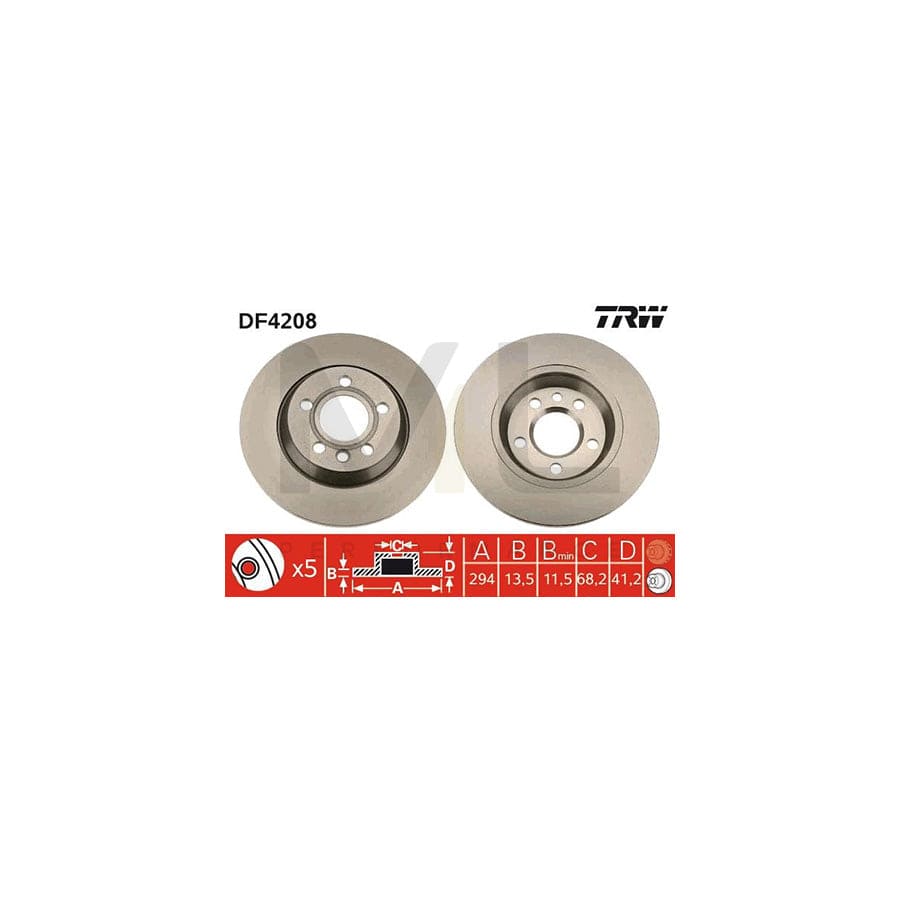 TRW DF4208 Brake Disc Solid, Painted | Performance Parts Direct Car Parts