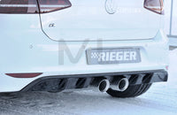 Rieger 00088092 VW Mk7 Golf R Rear Diffuser for Twin Tailpipe Centre - Glossy Black