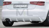 Rieger 00056786 Audi 8V A3 Rear Diffuser for Twin Tailpipe Left -  Matte Black