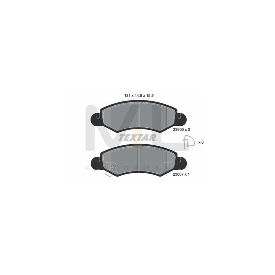 TEXTAR 2360501 Brake pad set with acoustic wear warning, with accessories