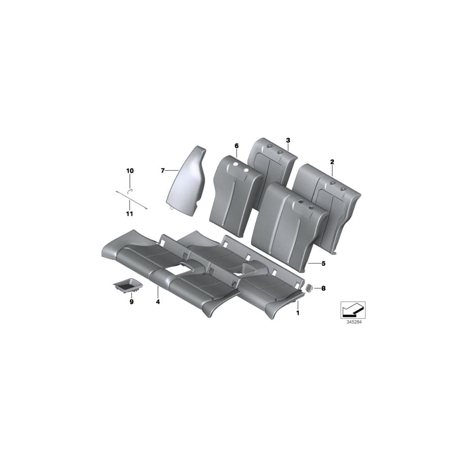 Genuine BMW 52208070930 F87 Cover Backrest Leather Right SCHWARZ/BLAU (Inc. M2 & M2 Competition)