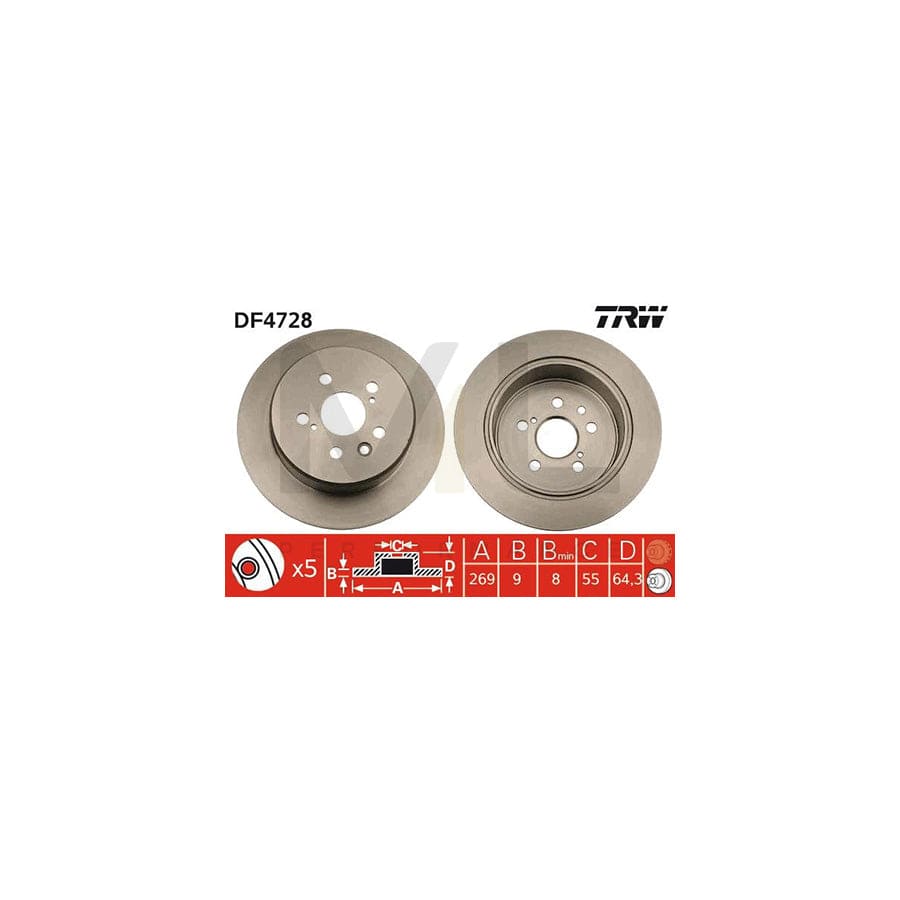 TRW DF4728 Brake Disc Solid, Painted | Performance Parts Direct Car Parts