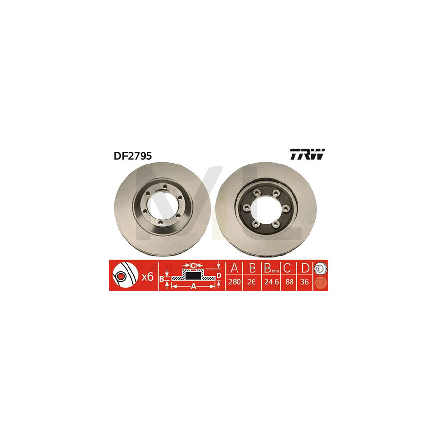 TRW DF2795 Brake Disc Vented | Performance Parts Direct Car Parts