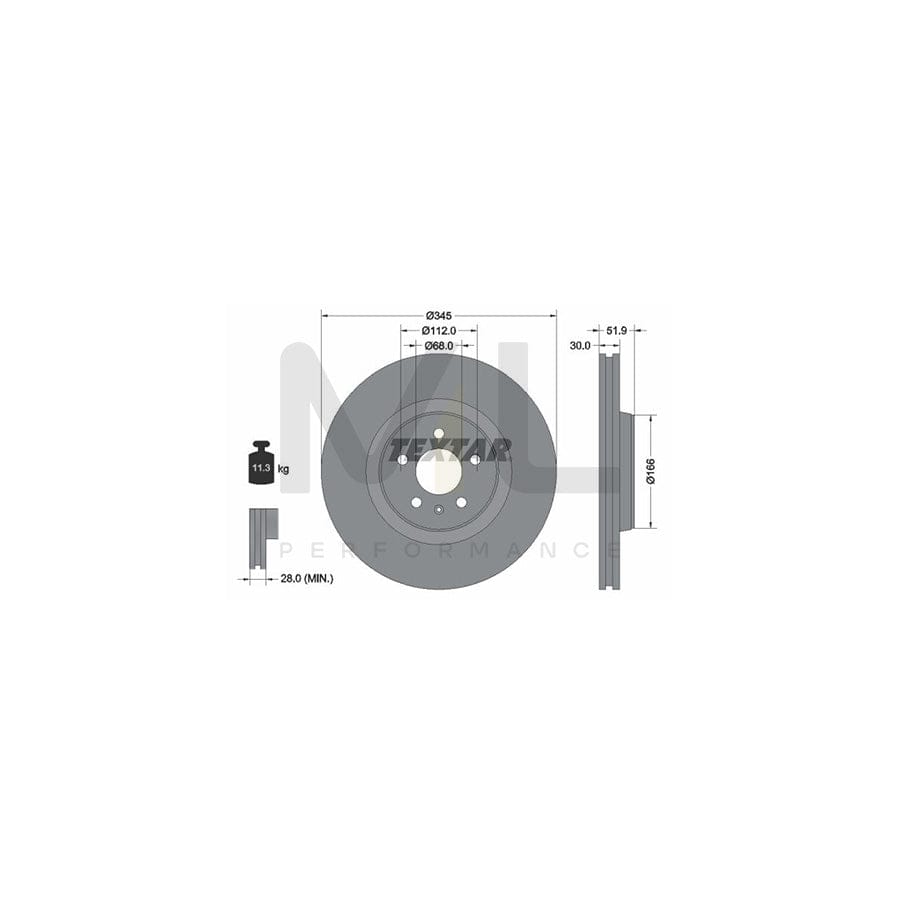 TEXTAR PRO 92229203 Brake Disc for PORSCHE Macan (95B) Internally Vented, Coated, without wheel hub, without wheel studs | Performance Parts Direct Car Parts