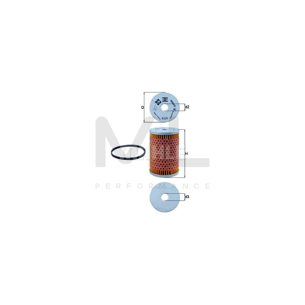 MAHLE ORIGINAL KX 9D Fuel filter Filter Insert | Performance Parts DirectCar Parts