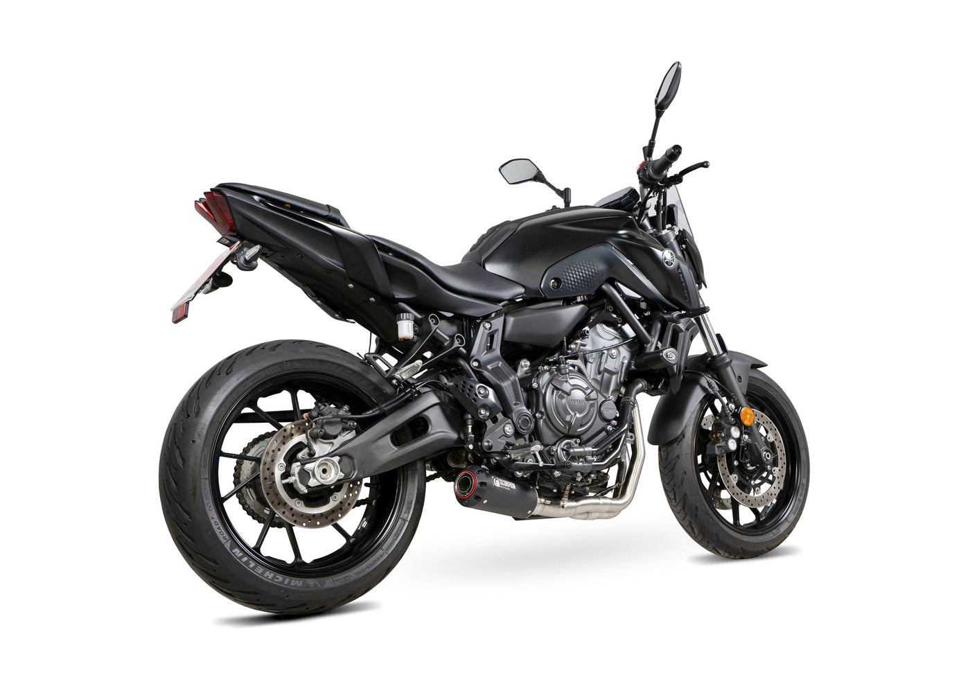 Scorpion PYA121SYSBCER Yamaha MT-07 Red Power Full Exhaust System - Black Ceramic Coated Sleeve