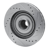 R1 Concepts R1 87-92 Lincoln Mark VII Front Left Drilled & Slotted Silver Brake Rotor