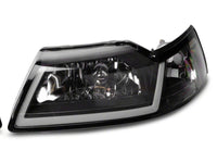 Raxiom 99-04 Ford Mustang Axial Series Headlights w/ LED Bar- Black Housing (Clear Lens)