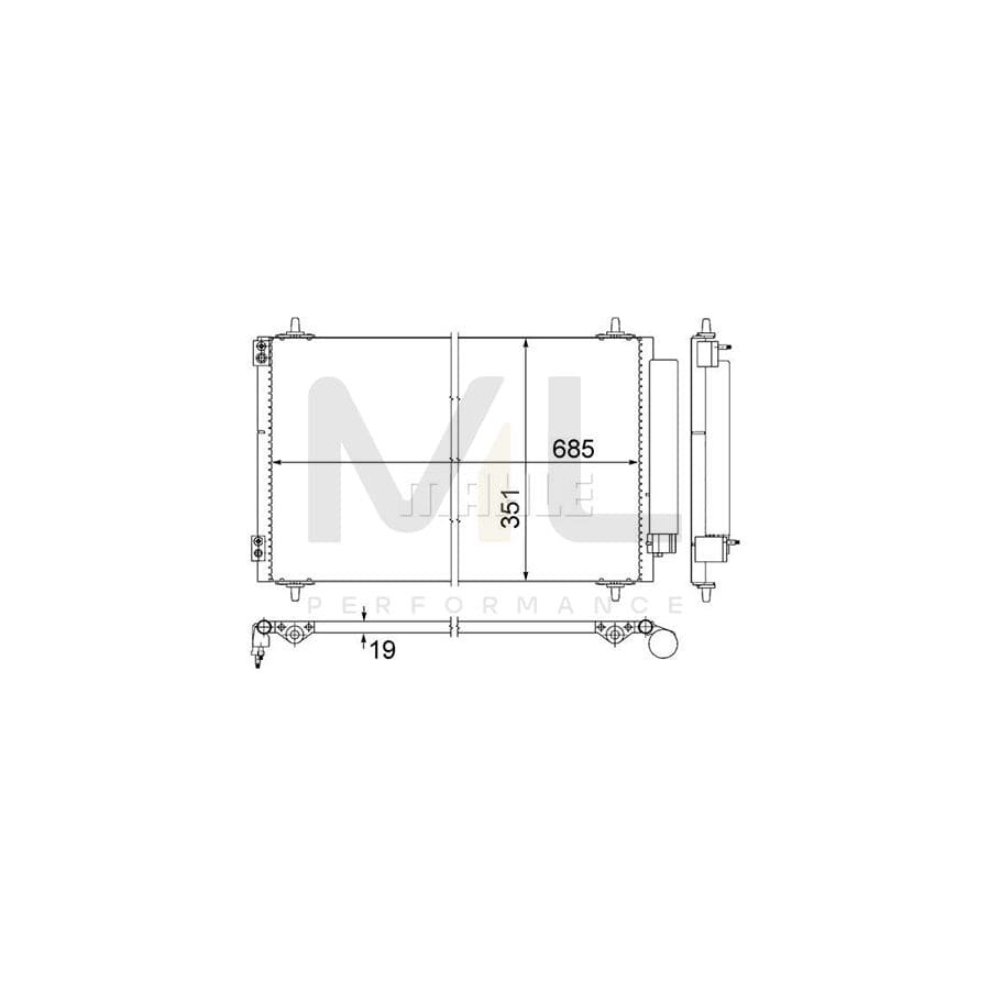 MAHLE ORIGINAL AC 593 000S Air conditioning condenser with dryer | Performance Parts DirectCar Parts