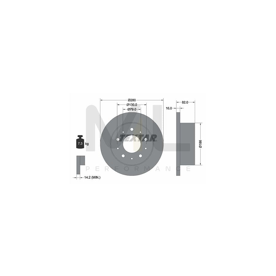TEXTAR 92116200 Brake Disc Solid, without wheel hub, without wheel studs | Performance Parts Direct Car Parts