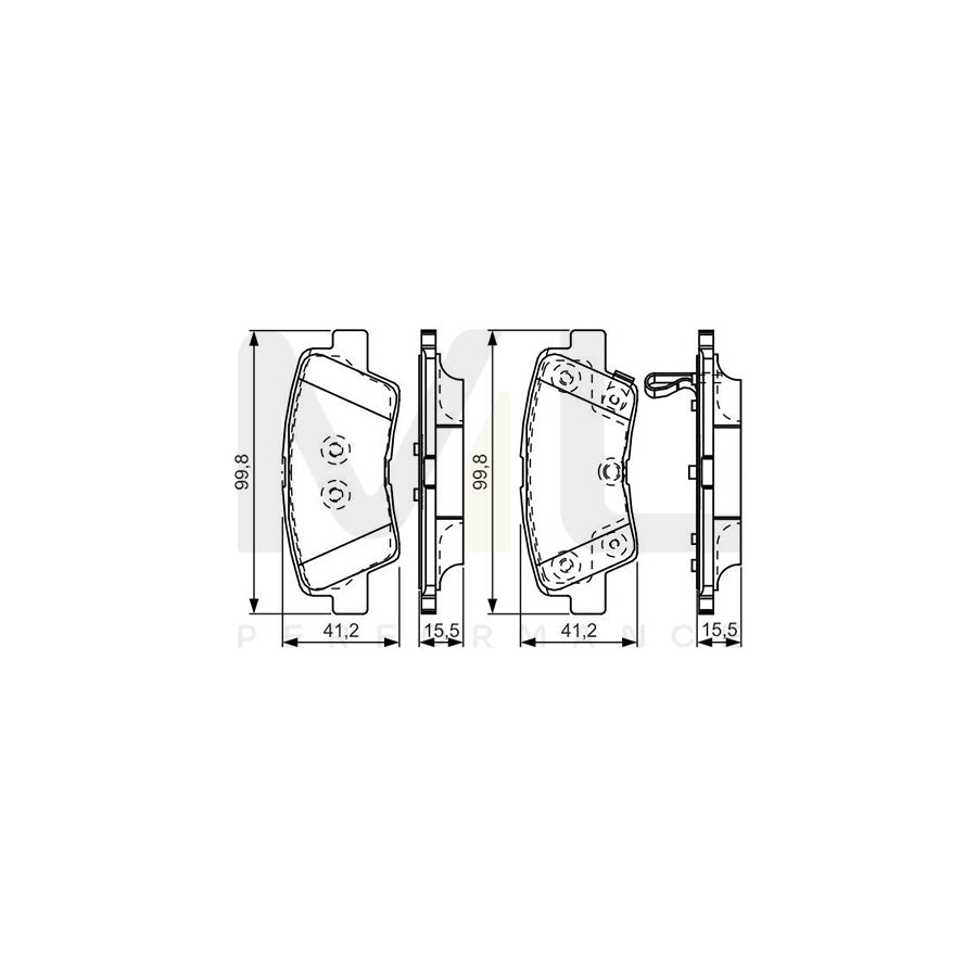 Bosch 0986Tb3204 Brake Pad Set With Acoustic Wear Warning  | Performance Parts Direct Car Parts