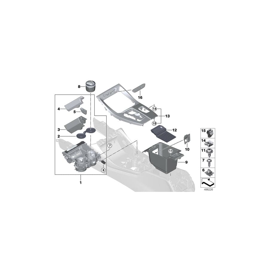 Genuine BMW 51169363802 G02 Storage Tray, Cup Holder, Center Console Left hand drive (Inc. X4 25dX & X3)