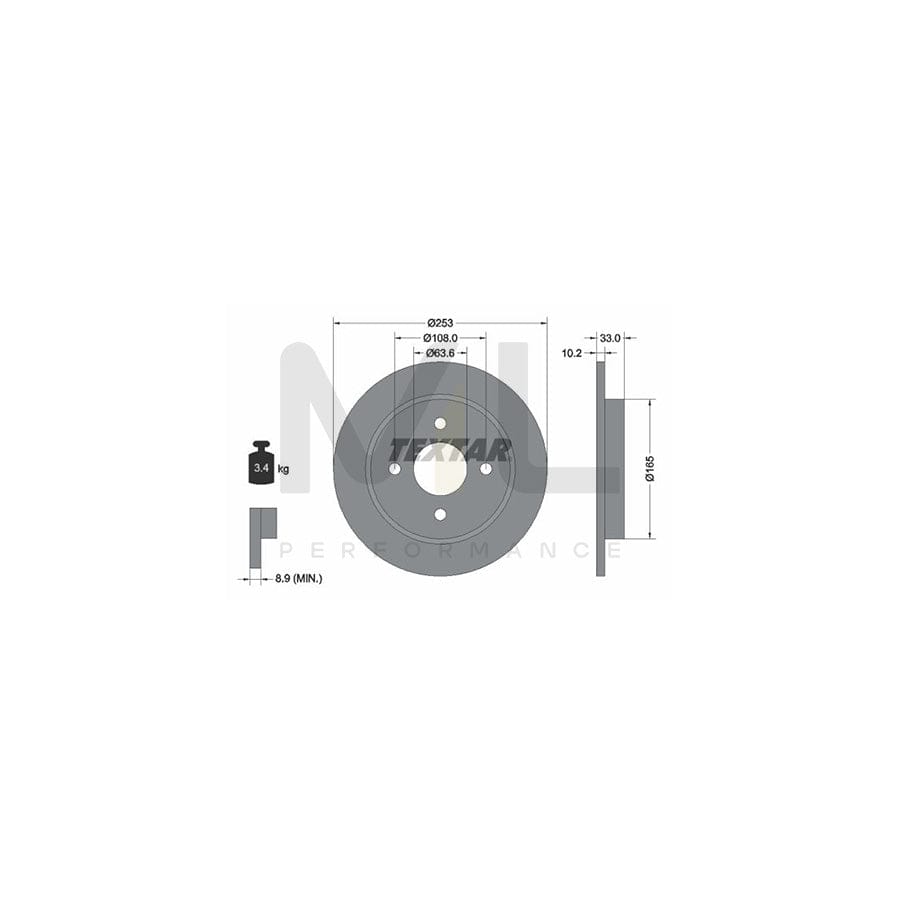TEXTAR 92088400 Brake Disc Solid, without wheel hub, without wheel studs | Performance Parts Direct Car Parts
