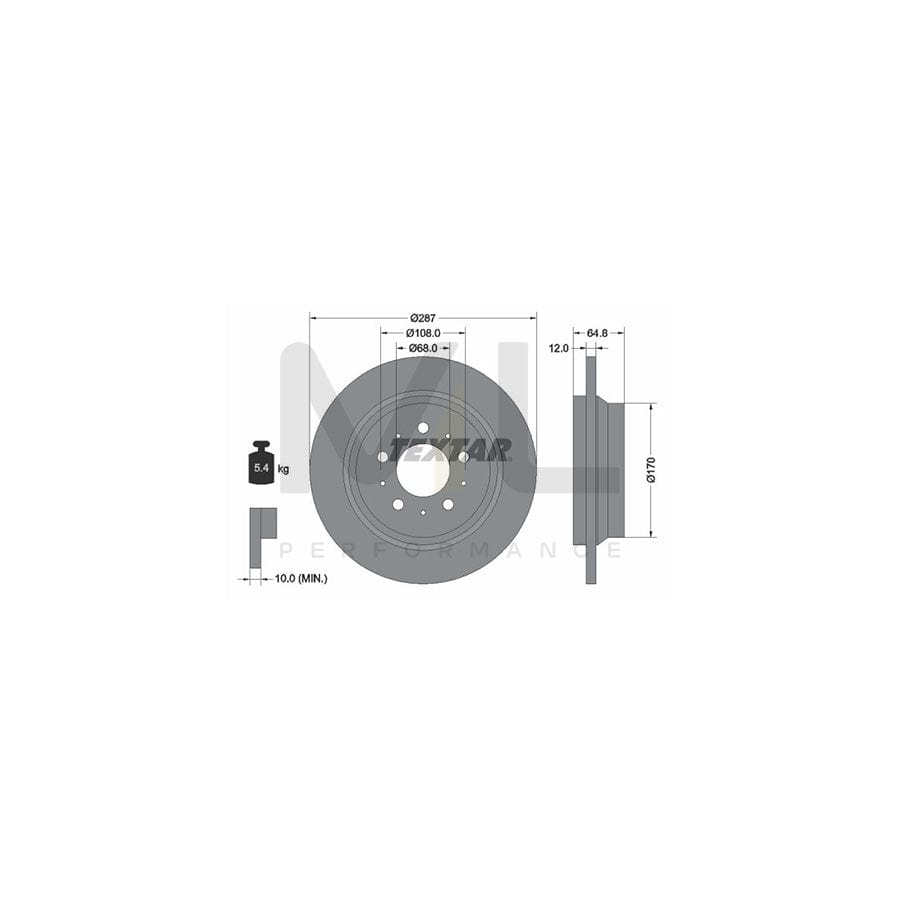 TEXTAR PRO 92100703 Brake Disc Solid, Coated, without wheel hub, without wheel studs | Performance Parts Direct Car Parts